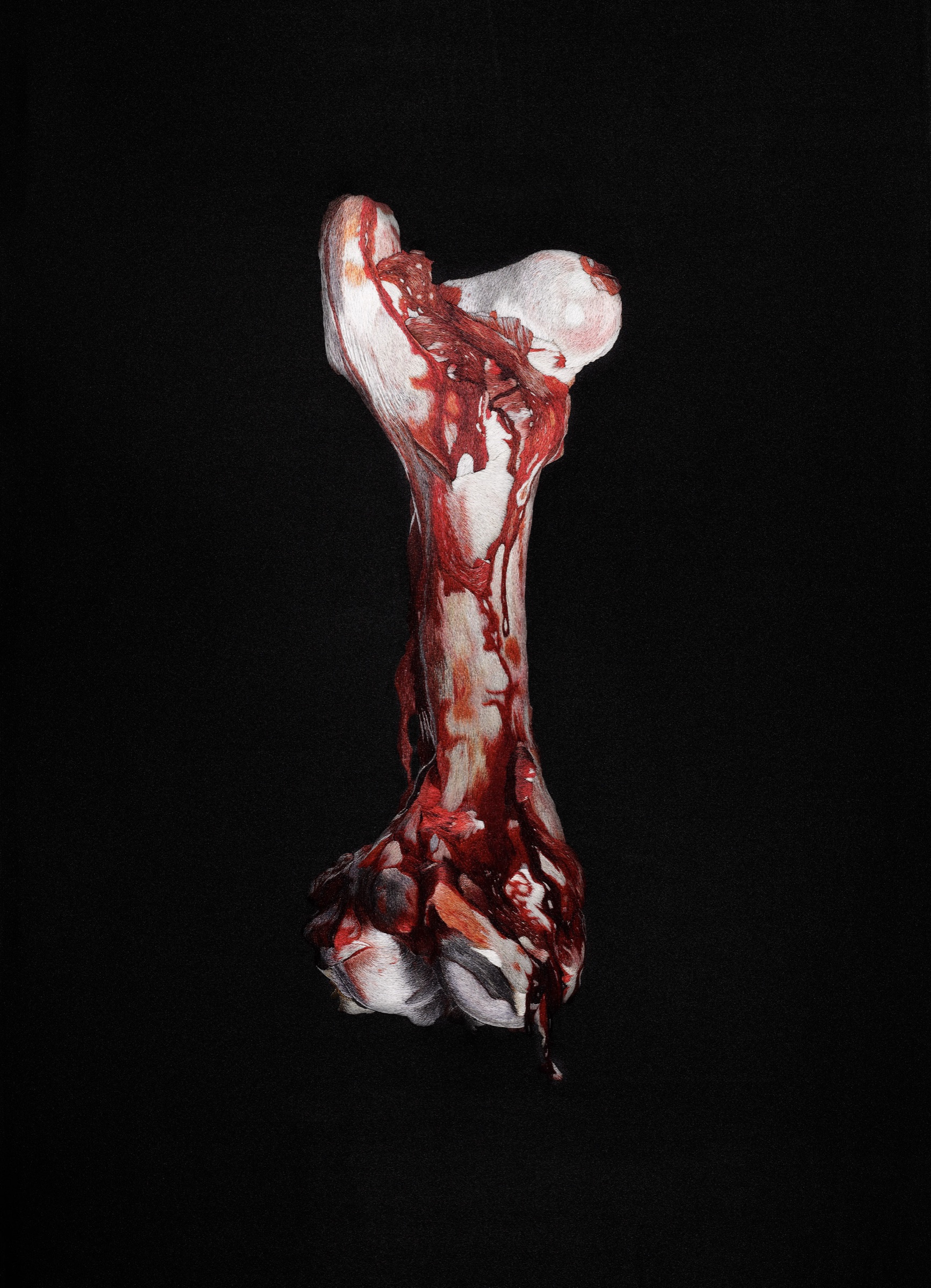 Untitled, 2005 to 2008, Silk on Silk Hand embroidered 98cm X 38cm - Silk on Silk by Tom Bell